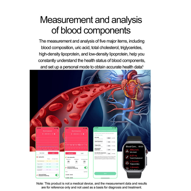 ET585 2.04 inch Steel Strap IP68 Waterproof Smart Watch, Support ECG / Blood Composition Measurement(Black) - Smart Watches by PMC Jewellery | Online Shopping South Africa | PMC Jewellery | Buy Now Pay Later Mobicred