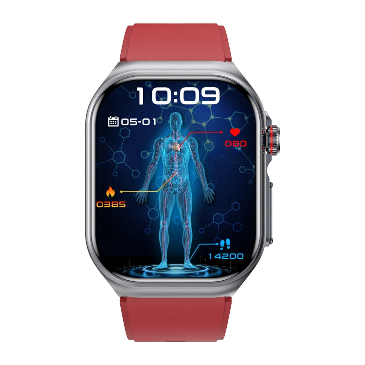 ET585 2.04 inch Silicone Strap IP68 Waterproof Smart Watch, Support ECG / Blood Composition Measurement(Red) - Smart Watches by PMC Jewellery | Online Shopping South Africa | PMC Jewellery | Buy Now Pay Later Mobicred