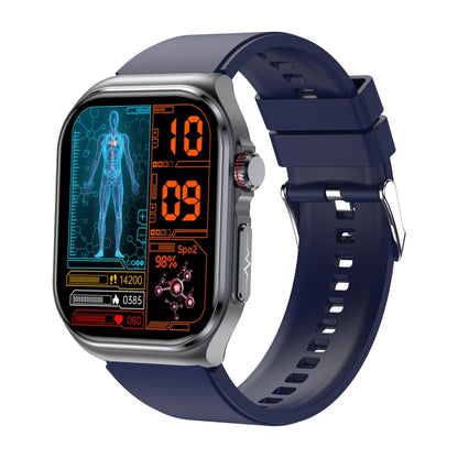 ET585 2.04 inch Silicone Strap IP68 Waterproof Smart Watch, Support ECG / Blood Composition Measurement(Blue) - Smart Watches by PMC Jewellery | Online Shopping South Africa | PMC Jewellery | Buy Now Pay Later Mobicred