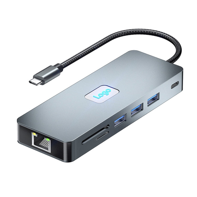 BYL-2411 11 in 1 Type-C HUB Docking Station with 3 x USB3.0, PD100W,  SD/TF, RJ45, Type-C, VGA, HDTV, 3.5mm Jack - HUB with Lan adapter by PMC Jewellery | Online Shopping South Africa | PMC Jewellery | Buy Now Pay Later Mobicred