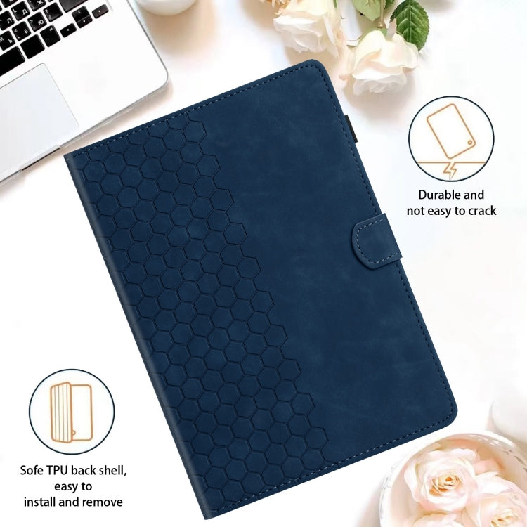 For Samsung Galaxy Tab S9 / S9 FE Honeycomb Embossed Leather Smart Tablet Case(Blue) - Galaxy Tab S9 Cases by PMC Jewellery | Online Shopping South Africa | PMC Jewellery | Buy Now Pay Later Mobicred