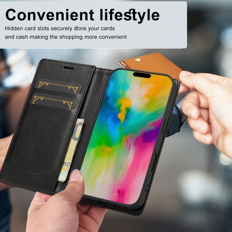 For iPhone 16 Plus LC.IMEEKE RFID Anti-theft Leather Phone Case(Black) - free shipping - PMC Jewellery - Order now!