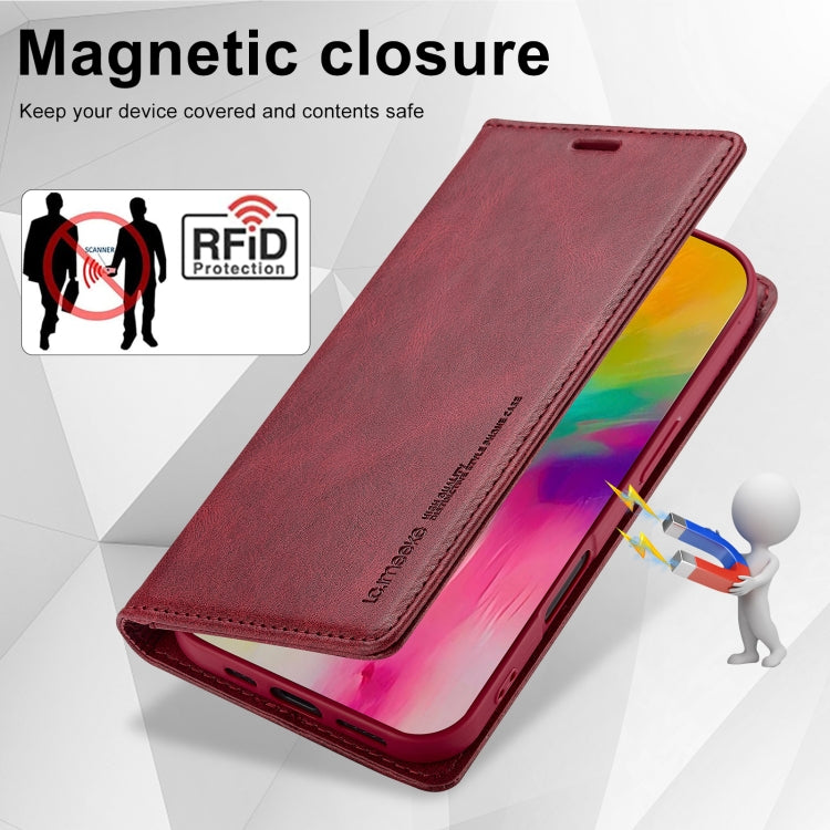 For iPhone 16 Plus LC.IMEEKE RFID Anti-theft Leather Phone Case(Red) - iPhone 16 Plus Cases by LC.IMEEKE | Online Shopping South Africa | PMC Jewellery | Buy Now Pay Later Mobicred