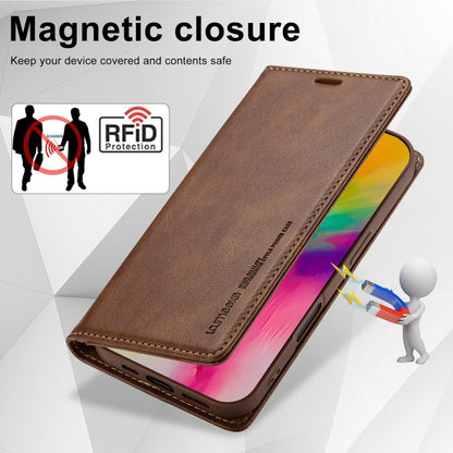 For iPhone 16 LC.IMEEKE RFID Anti-theft Leather Phone Case(Brown) - iPhone 16 Cases by LC.IMEEKE | Online Shopping South Africa | PMC Jewellery | Buy Now Pay Later Mobicred