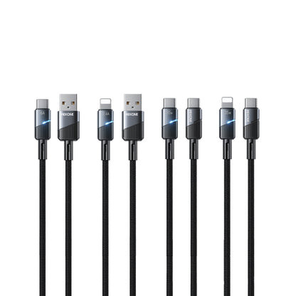 WK WDC-36i Intelligent Power-off 1m 2.4A USB to 8 Pin Fast Charging Data Cable(Black) - Normal Style Cable by WK | Online Shopping South Africa | PMC Jewellery | Buy Now Pay Later Mobicred