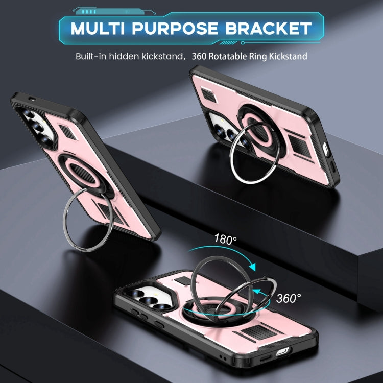 For Samsung Galaxy S25 5G Ring Holder Carbon Fiber PC Hybrid TPU Phone Case(Rose Gold) - Galaxy S25 5G Cases by PMC Jewellery | Online Shopping South Africa | PMC Jewellery | Buy Now Pay Later Mobicred