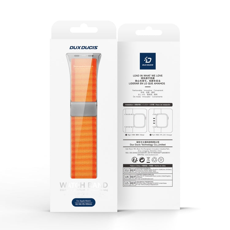 For Apple Watch Series 8 45mm DUX DUCIS YC Series Ocean Nylon Watch Band(Orange) - Watch Bands by DUX DUCIS | Online Shopping South Africa | PMC Jewellery | Buy Now Pay Later Mobicred