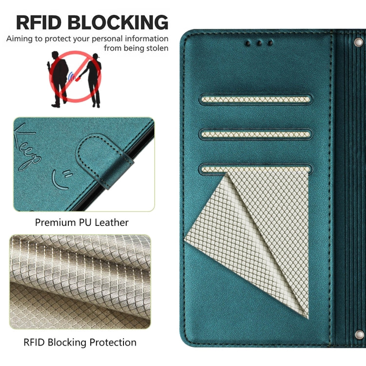 For Ulefone Note 14 Smile Embossing RFID Leather Phone Case(Peacock Green) - Ulefone Cases by PMC Jewellery | Online Shopping South Africa | PMC Jewellery | Buy Now Pay Later Mobicred