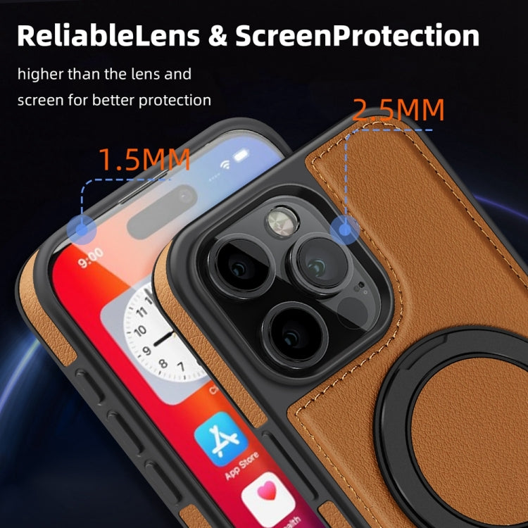 For iPhone 16 Pro Yashi 360 Degree Rotating MagSafe Holder Phone Case(Brown) - iPhone 16 Pro Cases by PMC Jewellery | Online Shopping South Africa | PMC Jewellery | Buy Now Pay Later Mobicred