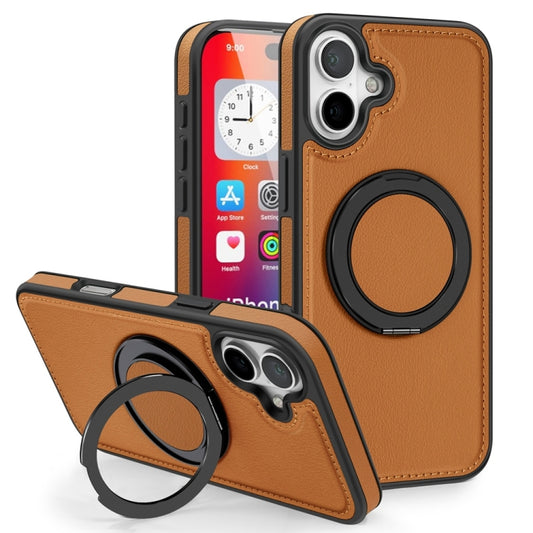 For iPhone 16 Plus Yashi 360 Degree Rotating MagSafe Holder Phone Case(Brown) - iPhone 16 Plus Cases by PMC Jewellery | Online Shopping South Africa | PMC Jewellery | Buy Now Pay Later Mobicred