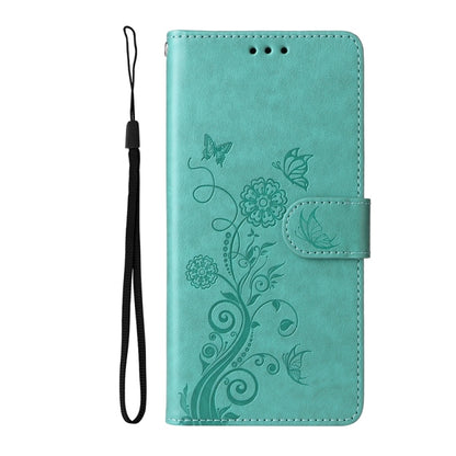 For Samsung Galaxy S25 Ultra 5G Embossed Butterfly Flowers Leather Phone Case(Green) - Galaxy S25 Ultra 5G Cases by PMC Jewellery | Online Shopping South Africa | PMC Jewellery | Buy Now Pay Later Mobicred