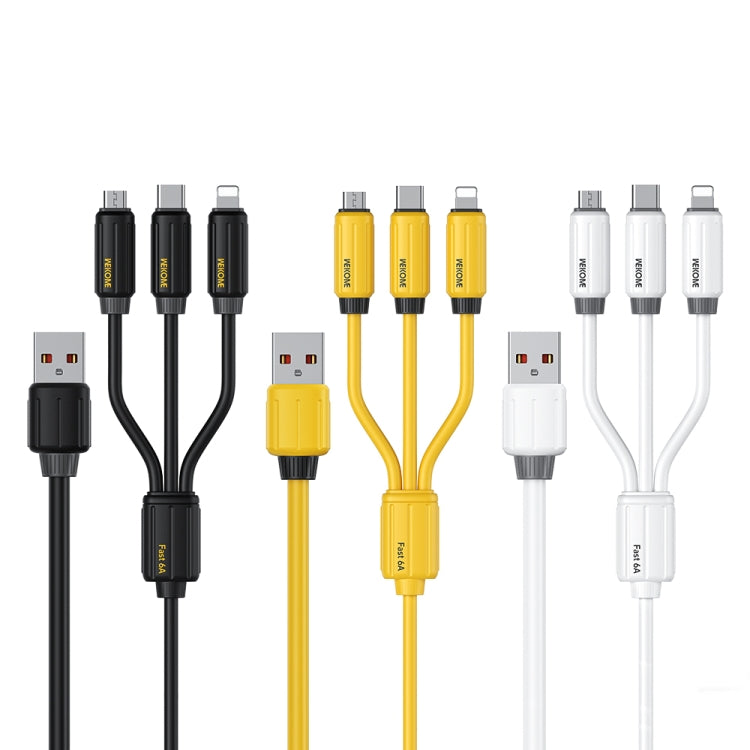 WK WDC-30 Elastic Silicone 1.2m 66W USB to 8 Pin / Type-C / Micro USB Fast Charging Data Cable(White) - Multifunction Cable by WK | Online Shopping South Africa | PMC Jewellery | Buy Now Pay Later Mobicred