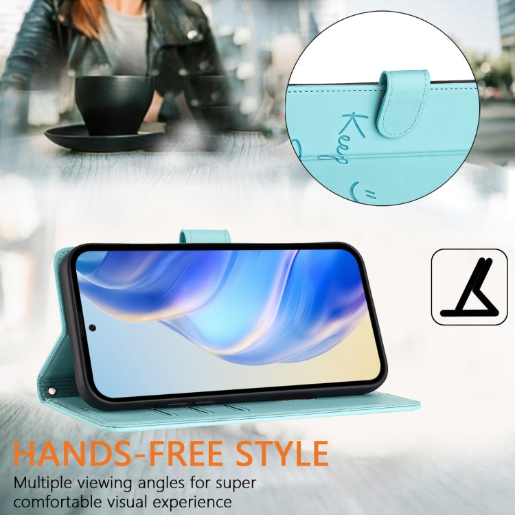 For Huawei Pura 70 Pro Smile Embossing RFID Leather Phone Case(Mint Green) - Huawei Cases by PMC Jewellery | Online Shopping South Africa | PMC Jewellery | Buy Now Pay Later Mobicred