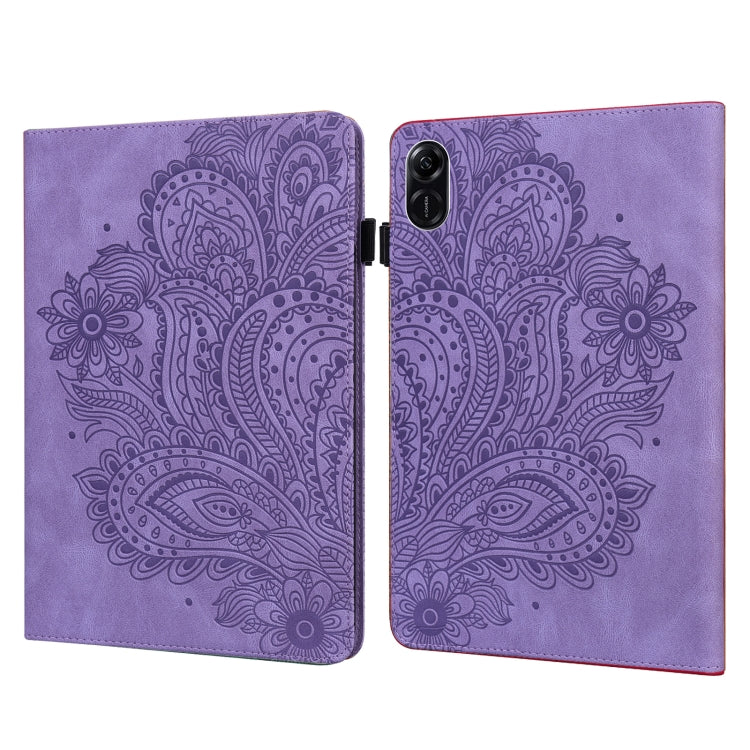 For Honor Pad X9 Peacock Embossed Pattern Leather Tablet Case(Purple) - Honor by PMC TechLife | Online Shopping South Africa | PMC TechLife | Buy Now Pay Later Mobicred
