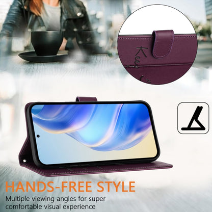 For Honor Magic6 Pro 5G Global Smile Embossing RFID Leather Phone Case(Violet) - Honor Cases by PMC Jewellery | Online Shopping South Africa | PMC Jewellery | Buy Now Pay Later Mobicred