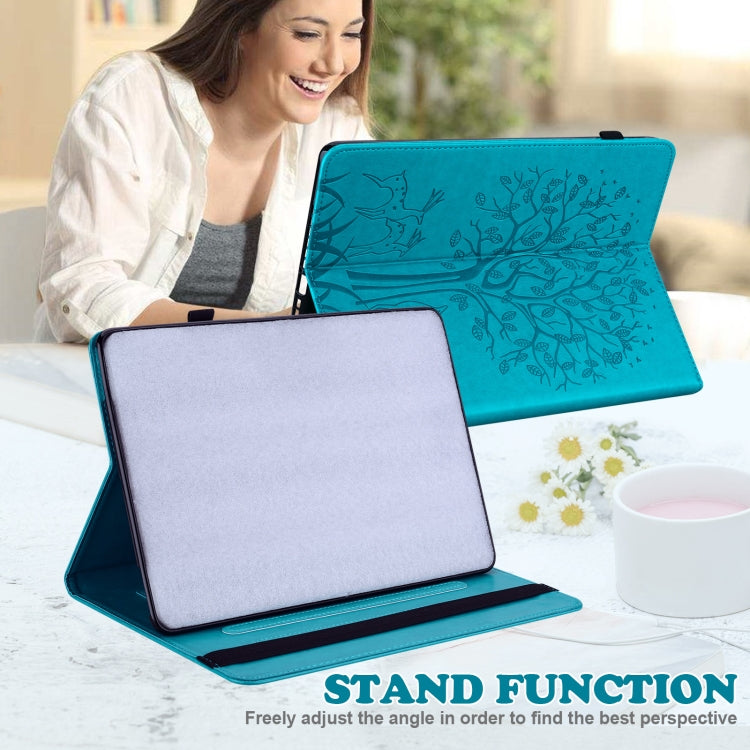 For Honor Pad 8 Tree & Deer Embossed Leather Tablet Case(Blue) - Honor by PMC TechLife | Online Shopping South Africa | PMC TechLife | Buy Now Pay Later Mobicred