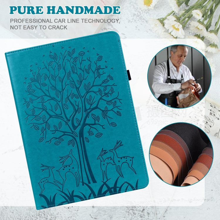 For Honor Pad 8 Tree & Deer Embossed Leather Tablet Case(Blue) - Honor by PMC TechLife | Online Shopping South Africa | PMC TechLife | Buy Now Pay Later Mobicred