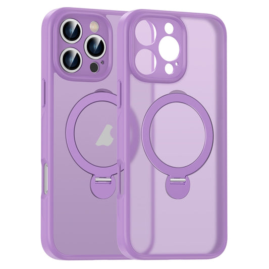 For iPhone 16 Pro Max Matte Texture 360 Degree Rotary Tone Holder MagSafe Phone Case(Roland Purple) - iPhone 16 Pro Max Cases by PMC Jewellery | Online Shopping South Africa | PMC Jewellery | Buy Now Pay Later Mobicred