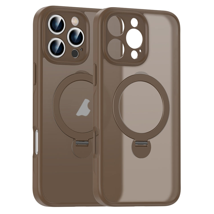 For iPhone 16 Pro Matte Texture 360 Degree Rotary Tone Holder MagSafe Phone Case(Bronze) - iPhone 16 Pro Cases by PMC Jewellery | Online Shopping South Africa | PMC Jewellery | Buy Now Pay Later Mobicred