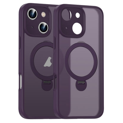 For iPhone 16 Matte Texture 360 Degree Rotary Tone Holder MagSafe Phone Case(Dark Purple) - iPhone 16 Cases by PMC Jewellery | Online Shopping South Africa | PMC Jewellery | Buy Now Pay Later Mobicred