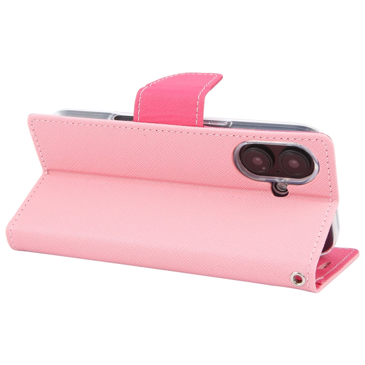 For iPhone 16 Plus GOOSPERY FANCY DIARY Cross Texture Leather Phone Case(Pink) - iPhone 16 Plus Cases by GOOSPERY | Online Shopping South Africa | PMC Jewellery | Buy Now Pay Later Mobicred