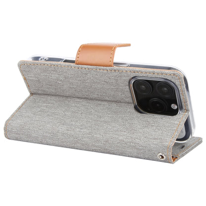 For iPhone 16 Pro GOOSPERY CANVAS DIARY Fabric Texture Flip Leather Phone Case(Grey) - iPhone 16 Pro Cases by GOOSPERY | Online Shopping South Africa | PMC Jewellery | Buy Now Pay Later Mobicred