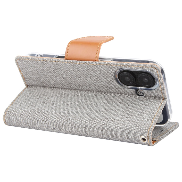 For iPhone 16 Plus GOOSPERY CANVAS DIARY Fabric Texture Flip Leather Phone Case(Grey) - iPhone 16 Plus Cases by GOOSPERY | Online Shopping South Africa | PMC Jewellery | Buy Now Pay Later Mobicred