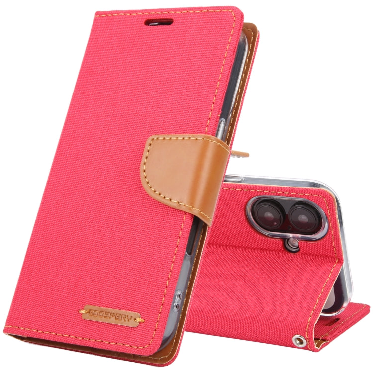 For iPhone 16 Plus GOOSPERY CANVAS DIARY Fabric Texture Flip Leather Phone Case(Red) - iPhone 16 Plus Cases by GOOSPERY | Online Shopping South Africa | PMC Jewellery | Buy Now Pay Later Mobicred