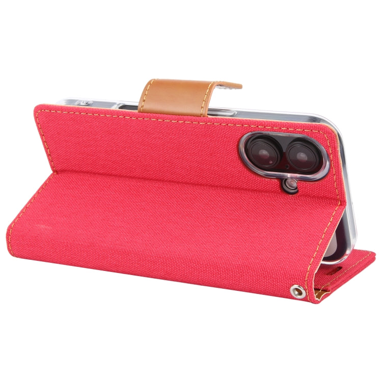 For iPhone 16 Plus GOOSPERY CANVAS DIARY Fabric Texture Flip Leather Phone Case(Red) - iPhone 16 Plus Cases by GOOSPERY | Online Shopping South Africa | PMC Jewellery | Buy Now Pay Later Mobicred