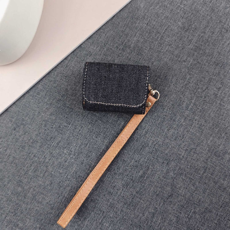 For AirPods Pro Cowboy Fabric Texture PU Headset Protective Bag(Black) - For AirPods Pro by PMC Jewellery | Online Shopping South Africa | PMC Jewellery | Buy Now Pay Later Mobicred