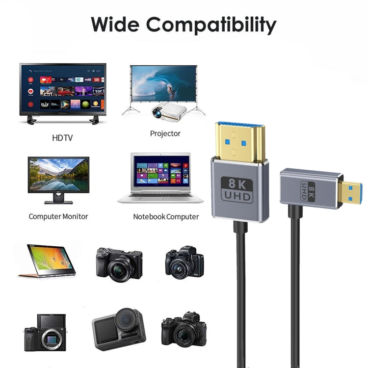 1.2m Coaxial Micro HDMI to HDMI 8K UHD 48Gbps Video Connection Cable, Style:Right Elbow - Cable by PMC Jewellery | Online Shopping South Africa | PMC Jewellery | Buy Now Pay Later Mobicred