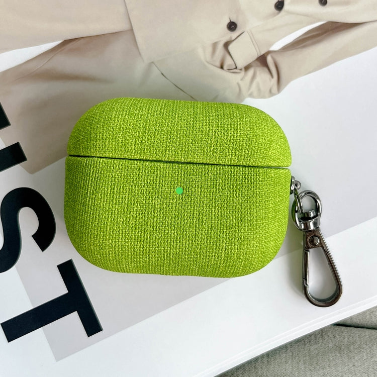 For AirPods 4 Fine Cloth Texture Earbuds Box PC Case with Hook(Green) - For AirPods 4 by PMC Jewellery | Online Shopping South Africa | PMC Jewellery | Buy Now Pay Later Mobicred