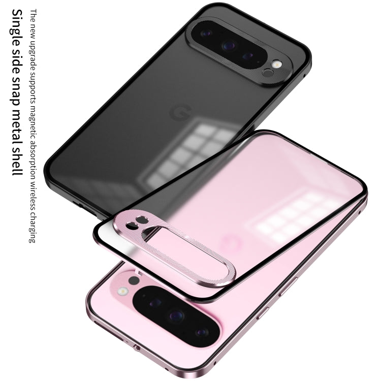 For Google Pixel 9 / 9 Pro Snap Buckle Metal Frame Frosted Phone Case(Black) - Google Cases by PMC TechLife | Online Shopping South Africa | PMC TechLife | Buy Now Pay Later Mobicred