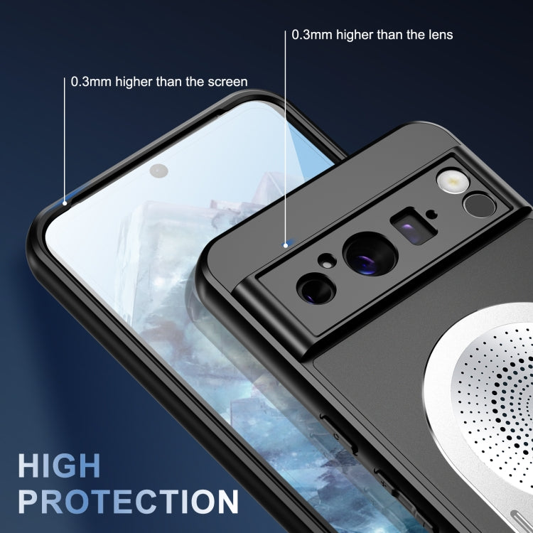 For Google Pixel 8 Pro Heat Dissipation Aromatherapy MagSafe Holder Phone Case(Silver) - Google Cases by PMC TechLife | Online Shopping South Africa | PMC TechLife | Buy Now Pay Later Mobicred