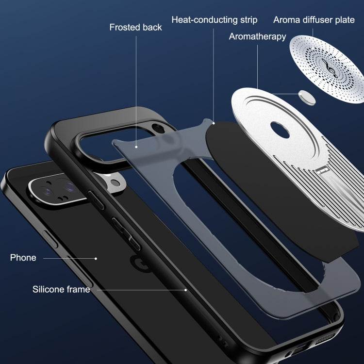 For Google Pixel 9 Pro XL Heat Dissipation Aromatherapy MagSafe Holder Phone Case(Silver) - Google Cases by PMC TechLife | Online Shopping South Africa | PMC TechLife | Buy Now Pay Later Mobicred