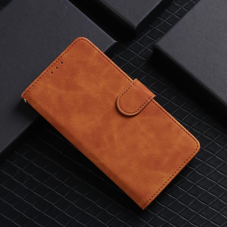 For iPhone 16e Skin Feel Magnetic Flip Leather Phone Case(Brown) - iPhone 16e Cases by PMC TechLife | Online Shopping South Africa | PMC TechLife | Buy Now Pay Later Mobicred