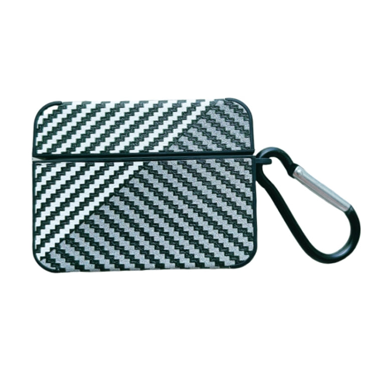For AirPods Pro 2 Carbon Fibre Texture PU Earbuds Box PC Case with Hook(Grey) - For AirPods Pro 2 by PMC Jewellery | Online Shopping South Africa | PMC Jewellery | Buy Now Pay Later Mobicred