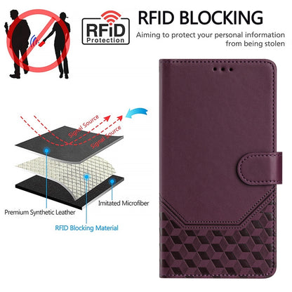 For Ulefone Note 14 Honeycomb Embossing RFID Leather Phone Case(Violet) - Ulefone Cases by PMC Jewellery | Online Shopping South Africa | PMC Jewellery | Buy Now Pay Later Mobicred