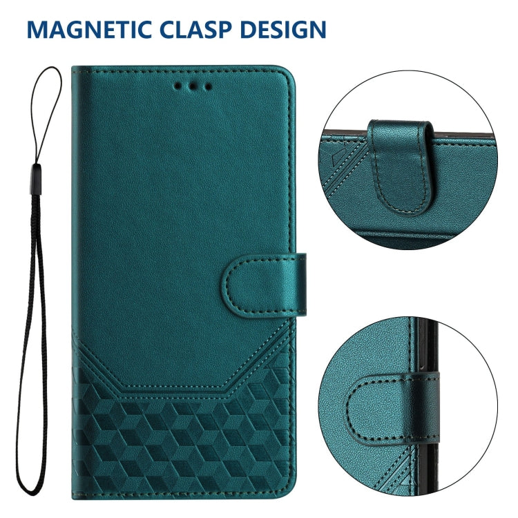 For Ulefone Note 17 Pro Honeycomb Embossing RFID Leather Phone Case(Peacock Green) - Ulefone Cases by PMC Jewellery | Online Shopping South Africa | PMC Jewellery | Buy Now Pay Later Mobicred