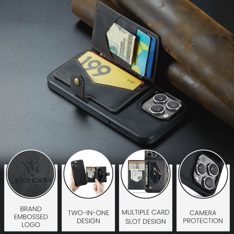 For iPhone 16 Pro Max JEEHOOD J01 Retro Magnetic Detachable Wallet Phone Case(Black) - iPhone 16 Pro Max Cases by JEEHOOD | Online Shopping South Africa | PMC Jewellery | Buy Now Pay Later Mobicred