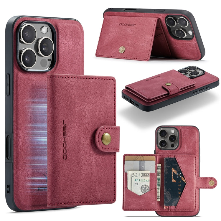 For iPhone 16 Pro Max JEEHOOD J01 Retro Magnetic Detachable Wallet Phone Case(Red) - iPhone 16 Pro Max Cases by JEEHOOD | Online Shopping South Africa | PMC Jewellery | Buy Now Pay Later Mobicred