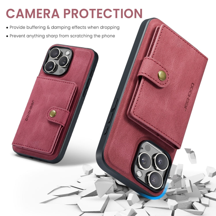 For iPhone 16 Pro Max JEEHOOD J01 Retro Magnetic Detachable Wallet Phone Case(Red) - iPhone 16 Pro Max Cases by JEEHOOD | Online Shopping South Africa | PMC Jewellery | Buy Now Pay Later Mobicred