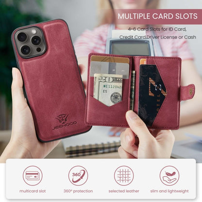 For iPhone 16 Pro Max JEEHOOD J01 Retro Magnetic Detachable Wallet Phone Case(Red) - iPhone 16 Pro Max Cases by JEEHOOD | Online Shopping South Africa | PMC Jewellery | Buy Now Pay Later Mobicred