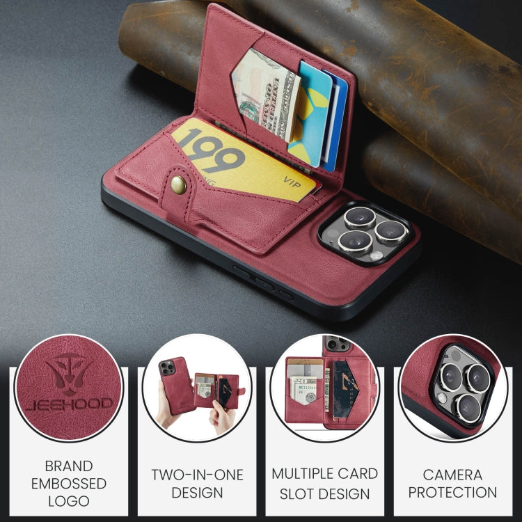 For iPhone 16 Pro Max JEEHOOD J01 Retro Magnetic Detachable Wallet Phone Case(Red) - free shipping - PMC Jewellery - Order now!