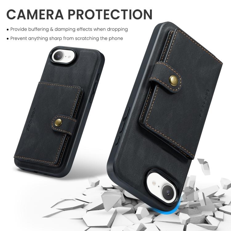 For iPhone 16e JEEHOOD J01 Retro Magnetic Detachable Wallet Phone Case(Black) - free shipping - PMc TechLife - Order now!