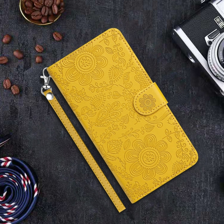 For Samsung Galaxy S25 Ultra 5G Floral Embossed Pattern Leather Phone Case(Yellow) - Galaxy S25 Ultra 5G Cases by PMC Jewellery | Online Shopping South Africa | PMC Jewellery | Buy Now Pay Later Mobicred