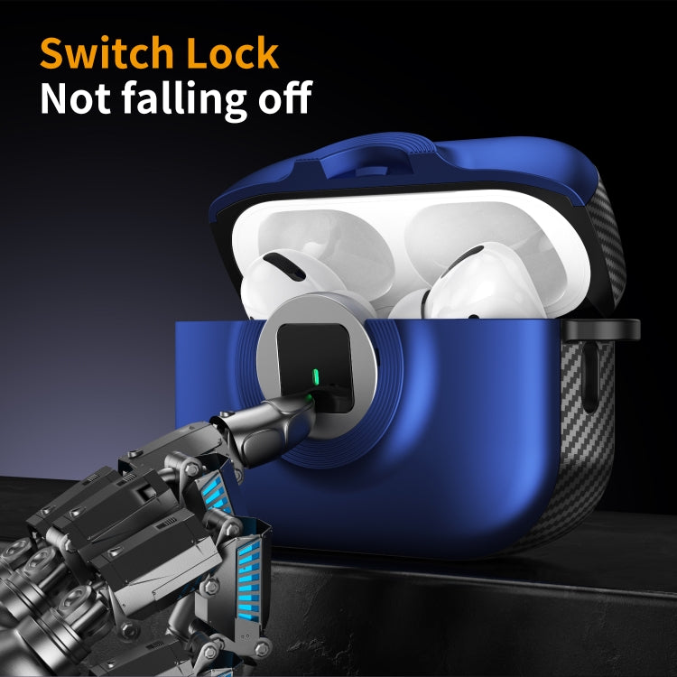 For AirPods 1 / 2 Camera Series PC + TPU Headset Shockproof Carbon Fibre Case(Blue) - For AirPods 1/2 by PMC Jewellery | Online Shopping South Africa | PMC Jewellery | Buy Now Pay Later Mobicred
