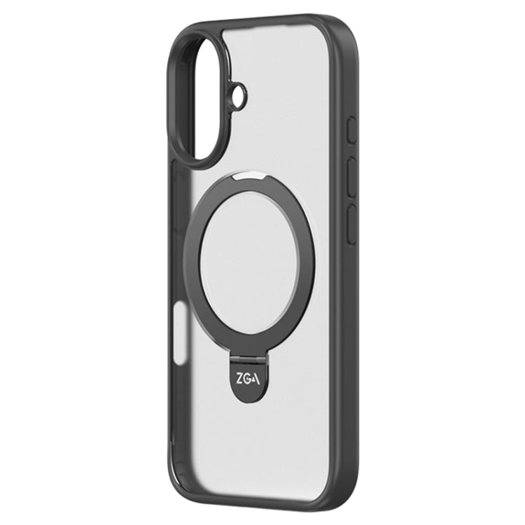 For iPhone 16 ZGA Magsafe Holder PC Hybrid TPU Phone Case(Black) - iPhone 15 Cases by ZGA | Online Shopping South Africa | PMC Jewellery | Buy Now Pay Later Mobicred