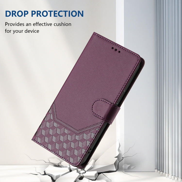 For Huawei Pura 70 Pro / Pura 70 Pro+ Honeycomb Embossing RFID Leather Phone Case(Violet) - Huawei Cases by PMC Jewellery | Online Shopping South Africa | PMC Jewellery | Buy Now Pay Later Mobicred