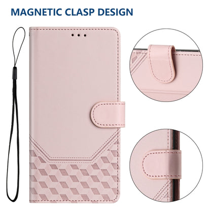 For Honor Magic6 Pro 5G Honeycomb Embossing RFID Leather Phone Case(Pink) - Honor Cases by PMC Jewellery | Online Shopping South Africa | PMC Jewellery | Buy Now Pay Later Mobicred